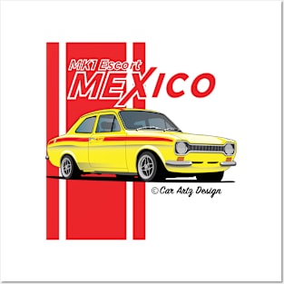 Mk1 Escort Mexico (Yellow + Red) Posters and Art